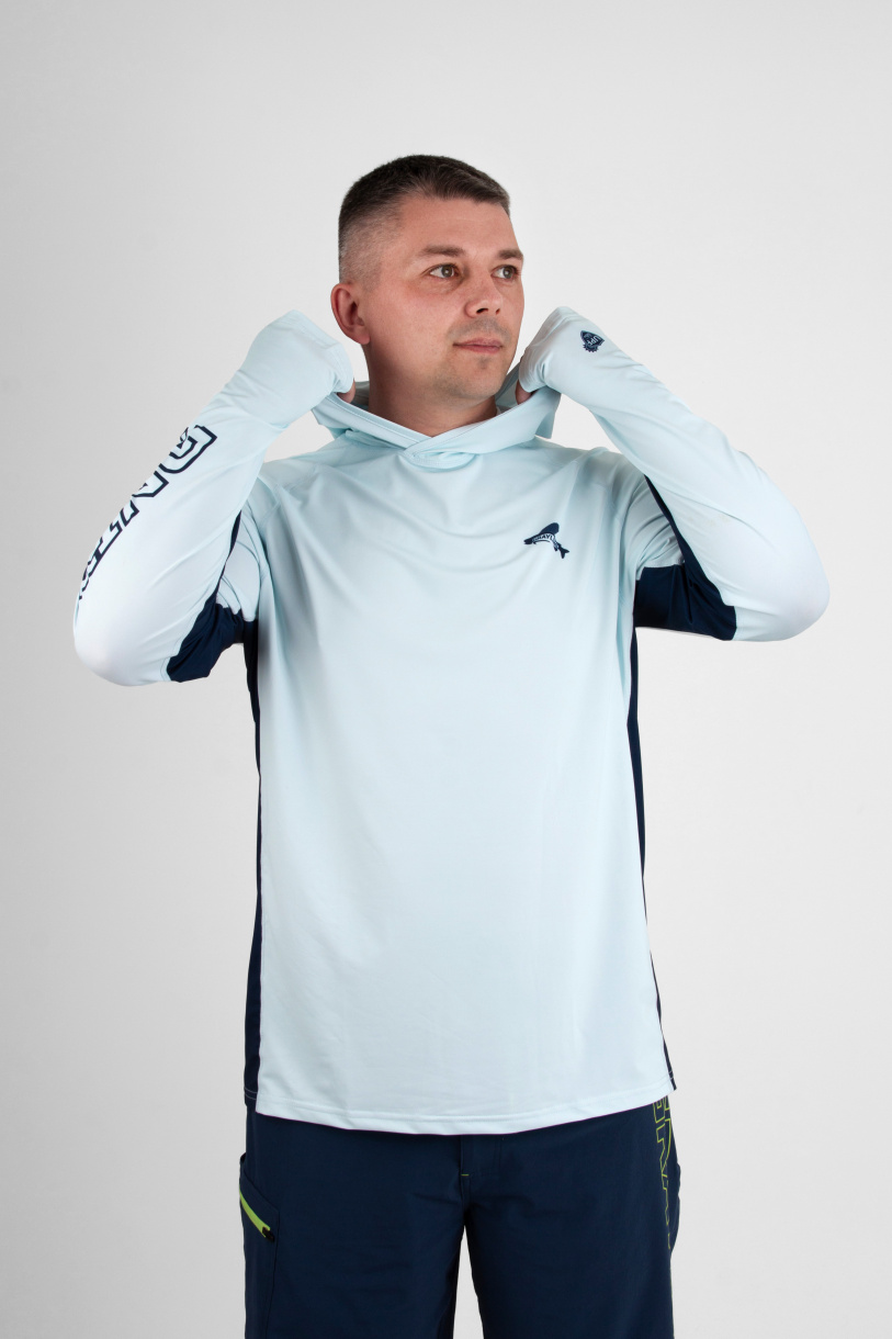 Лонгслив с капюшоном GRAYLING Marlin (Марлин) св.синий GLMH-01LB