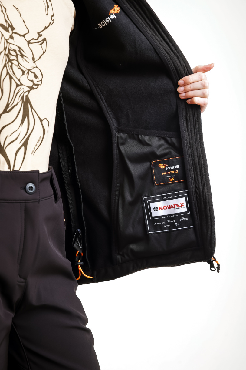 Багира женский костюм для охоты PRIDE, софт-шелл, черная пантера