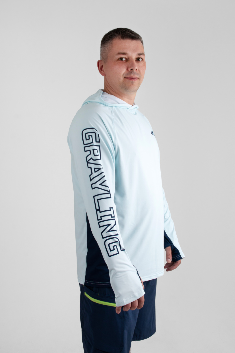 Лонгслив с капюшоном GRAYLING Marlin (Марлин) св.синий GLMH-01LB